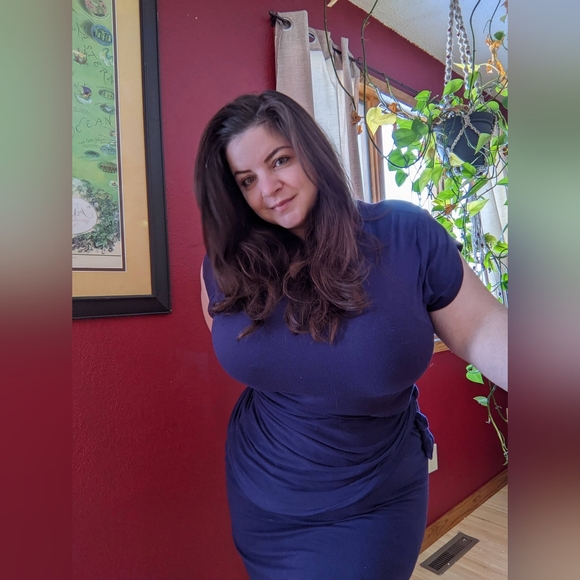 The Latched Mama Side Knot Nursing Dress, Navy, 1XL/XXL - Picture 2 of 3